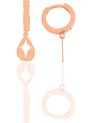 Gümüş Damla Modeli Kutup Yıldızı Küpe SGTL10359