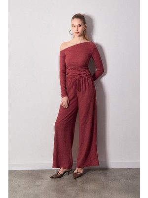 Beli Lastikli Bürümcük Kumaş Palazzo  Pantolon