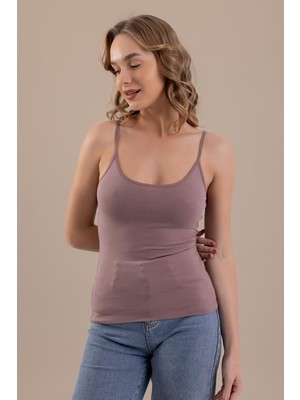 Baykar Ip Askılı Oval Yaka Pamuklu Basic Kadın Atlet 6305 Gül Kurusu