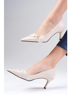 Mio Gusto Orlanda Bej Renk Kadın Topuklu Ayakkabı