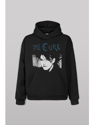 The Cure Robert Smith Vintage Siyah Baskılı Sweat Kapüşonlu Hoodie