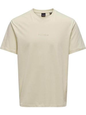 Only & Sons Onslevı Lıfe Reg Text Bej Erkek T-Shirt 22028147