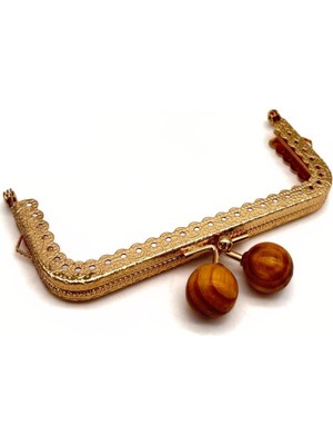 Angel Çanta Aksesuar 10.5 cm Light Gold Renk Ahşap Toplu Cüzdan Klipsi, Cüzdan Bursu