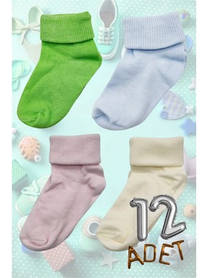 Tezzgelsin Organik Pamuklu Dört Mevsim 12'li Bebek Çorabı Renkli Bebek Çorap