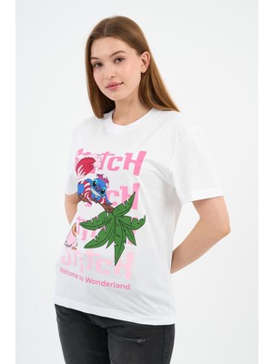 Bisiklet Yaka Baskılı Pamuklu T-Shirt (B23-TS)