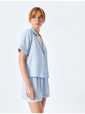 Koton Çizgili Slim Fit Viskon Şort Pijama Altı