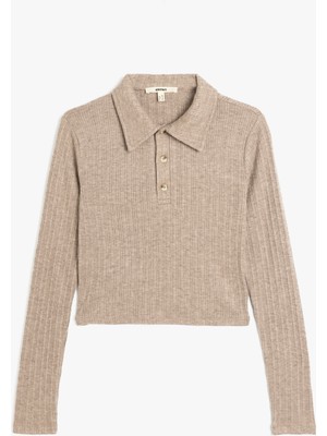 Koton Uzun Kollu Düğmeli Slim Fit Polo Yaka Tişört