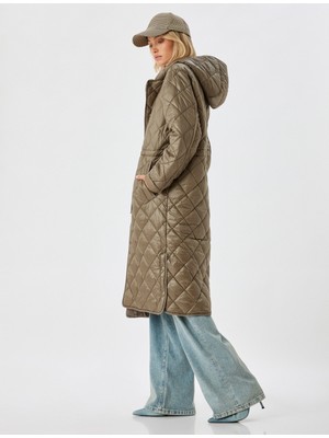 Koton Kapitone Uzun Anorak Kapüşonlu Su Itici Dolgulu Rahat Kalıp Cepli