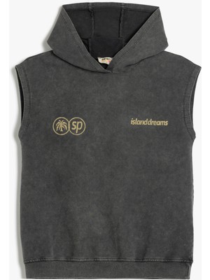 Koton Pamuklu Baskı Detayı Kolsuz Oversize Sweatshirt