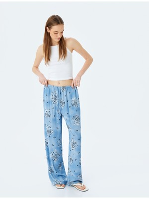 Koton Beli Bağcıklı Rahat Kesim Geniş Paça Viskon Pantolon