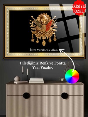 Taulart Kişiye Özel Osmanlı Tuğrası Tasarım Cam Tablo Kırılmaz Lüks 4mm Cam Tablo Ev, Iş, Ofis