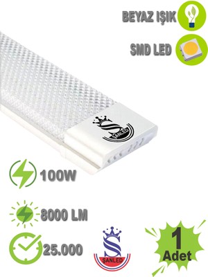 ŞANLED 100W 120 Cm Kristal Yatay LED Bant Armatür-Trafolu Beyaz Işık