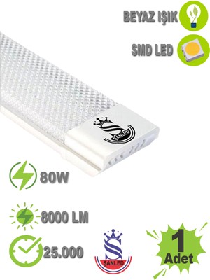 ŞANLED 80 Watt 120 cm Kristal Yatay LED Bant Armatür-Trafolu Beyaz Işık -1-2-4-8-10-20-40-50-80-100 Adettir