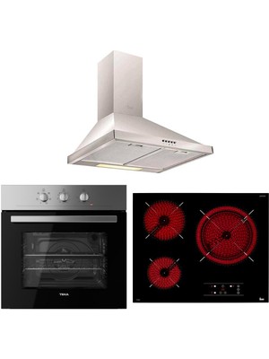 Teka Inox Elektirikli Ankastre Set (Df 60 Davlumbaz - Tt 6315 Ocak -He 715 Ss  Fırın)