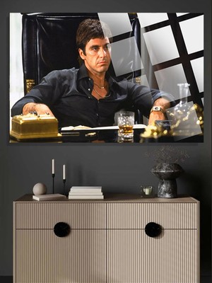 Taulart Tony Montana 4mm Lüks Kırılmaz Temperli Yüksek Çözünürlüklü Cam Tablo