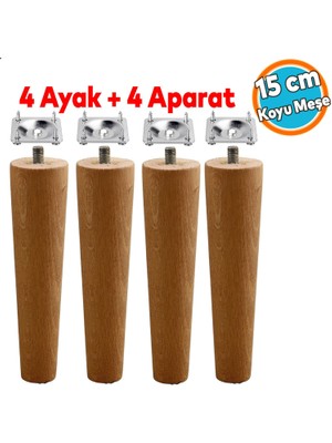 Nzb Mobilya Koltuk Kanepe Sehpa Masa Ayağı Ayakları M8 Civatalı Bağlantı Aparatlı 4'lü Set Ahşap 15 cm