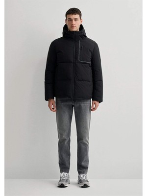 Mavi Su İtici Kapüşonlu Siyah Şişme Mont 0110463-900