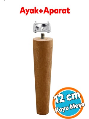 Nzb Ahşap Ayak Bağlantı Aparatlı Mobilya Koltuk Kanepe Sehpa Masa Ayağı Ayakları M8 Civatalı Ahşap 12 cm