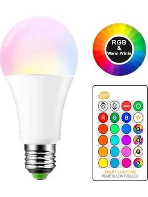 Uzaktan Kumandalı LED Ampul Renkli Ampül Rgb LED Renk Değiştiren  LED Ampul  Dimmerli 9W Rgb