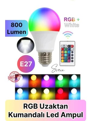 Uzaktan Kumandalı LED Ampul Renkli Ampül Rgb LED Renk Değiştiren  LED Ampul  Dimmerli 9W Rgb