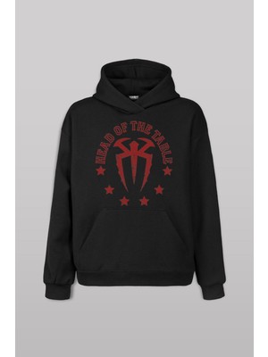 Siyah Sweatshirt Head Of The Table Roman Reigns Spor Gym Kapüşonlu Hoodie