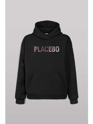 Glitch Placebo Music Molko Rock Müzik Baskılı Sweat Siyah Sweatshirt Kapüşonlu Hoodie