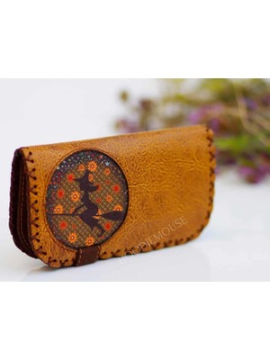 Hoodie Mouse Cadı Figürlü Büyük Cüzdan Etnik Bohem Retro Vintage Style - HARDAL