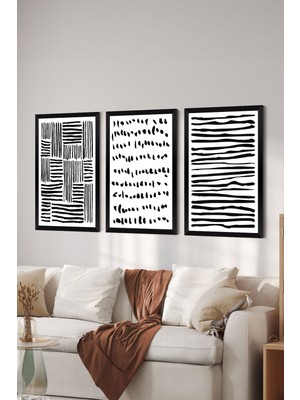 Artavessa 3 Parça Siyah Çerçeve Görünümlü Mdf Poster Tablo Seti - Set 33