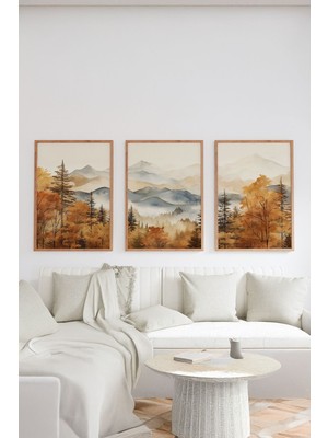 Artavessa Gerçek Ahşap Çerçeveli 3 Parça 3D Poster Tablo Seti - ERSY3SET4