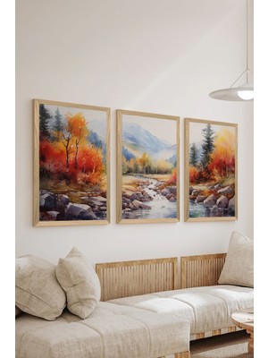 Artavessa 3 Parça Ahşap Çerçeve Görünümlü Mdf Tablo Seti - ERSYCRVSZ3SET19