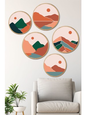 Artavessa Dekoratif Oval 5 Parça Çerçeve Görünümlü Mdf Tablo Seti - Artovlcllct4