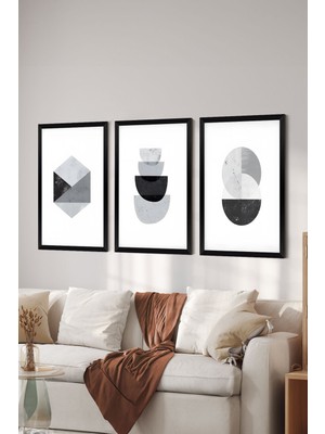 Artavessa 3 Parça Siyah Çerçeve Görünümlü Mdf Poster Tablo Seti - Set 37