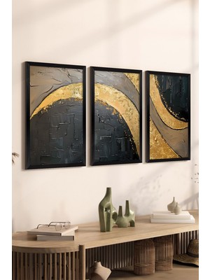 Artavessa 3 Parça Siyah Çerçeve Görünümlü Mdf Poster Tablo Seti - Set 2
