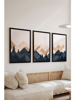 Artavessa 3 Parça Siyah Çerçeve Görünümlü Mdf Poster Tablo Seti - Set 15