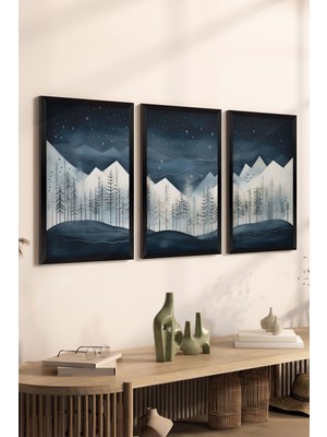 Artavessa 3 Parça Siyah Çerçeve Görünümlü Mdf Poster Tablo Seti - Set 14