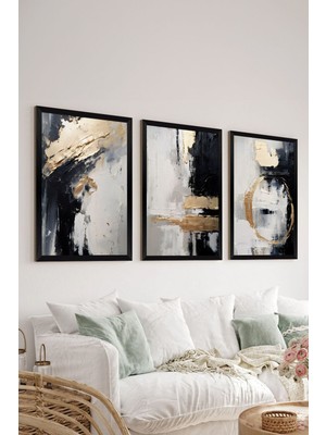 Artavessa 3 Parça Siyah Çerçeve Görünümlü Mdf Poster Tablo Seti - Set 20