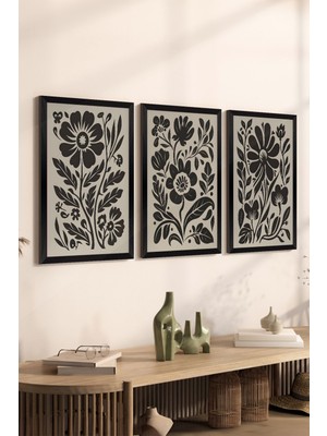 Artavessa 3 Parça Siyah Çerçeve Görünümlü Mdf Poster Tablo Seti - Set 30