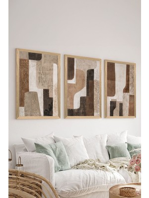 Artavessa 3 Parça Ahşap Çerçeve Görünümlü Mdf Tablo Seti - ERSYCRVSZ3SET12