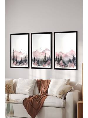 Artavessa 3 Parça Siyah Çerçeve Görünümlü Mdf Poster Tablo Seti - Set 25