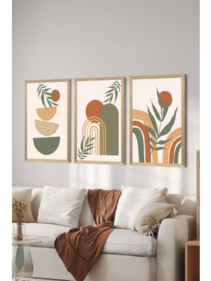 Artavessa 3 Parça Ahşap Çerçeve Görünümlü Mdf Tablo Seti - ERSYCRVSZ3SET25