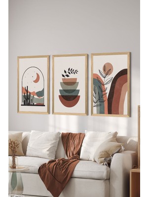 Artavessa 3 Parça Ahşap Çerçeve Görünümlü Mdf Tablo Seti - ERSYCRVSZ3SET9