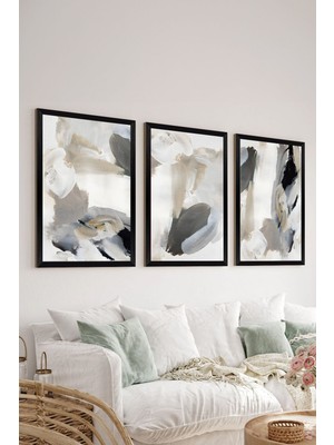 Artavessa 3 Parça Siyah Çerçeve Görünümlü Mdf Poster Tablo Seti - Set 36
