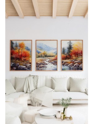 Artavessa Gerçek Ahşap Çerçeveli 3 Parça 3D Poster Tablo Seti - ERSY3SET19
