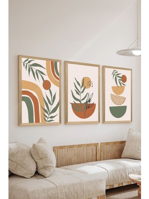 Artavessa 3 Parça Ahşap Çerçeve Görünümlü Mdf Tablo Seti - ERSYCRVSZ3SET23