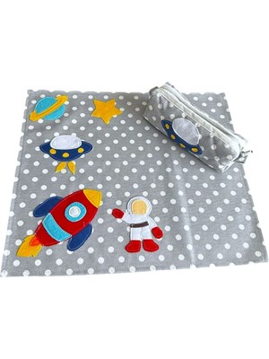 B.s.c Home Okul Peçetesi, Beslenme Örtüsü&kalemlik Astronot Keçe