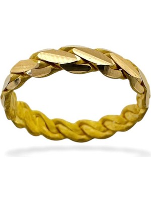 MaGold 22 Ayar Altın 4 mm Adana Burması Fıstık Ezme  Alyans Yüzük