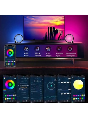 Yenilzd  Masaüstü Müzik Ritim Gece Lambası 10 Inç Akıllı Rgb Renkli  25CM Alüminyum Halka LED Işığı Masa Lambası Rgb