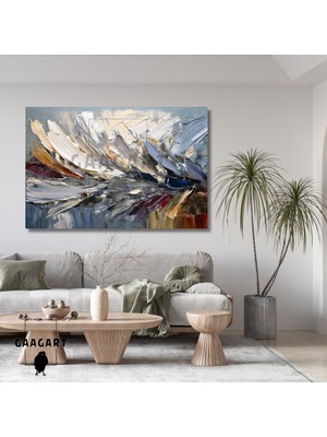 Gaagart Tekli Yatay Kanvas Duvar Tablosu Gri Bordo Fırça Darbeleri