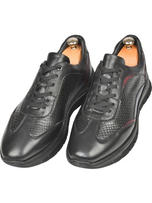 Deepsea Desenli Bağcıklı Yüksek Taban Deri Spor Ayakkabı Casual Sneaker 2509994