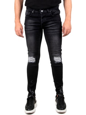 Deepsea Yırtık Detaylı Taşlanmış Likralı Skinny Fit Kot Jean Pantolon 2305998